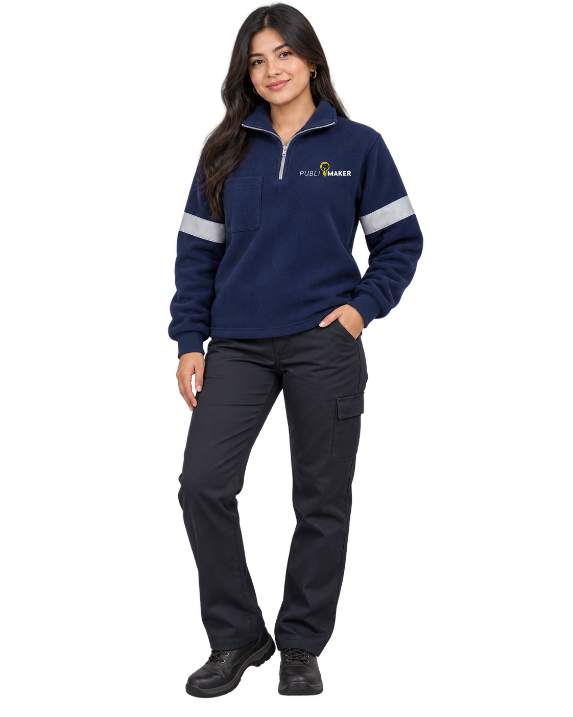 Casaca de Polar Reflectivo puesta por mujer